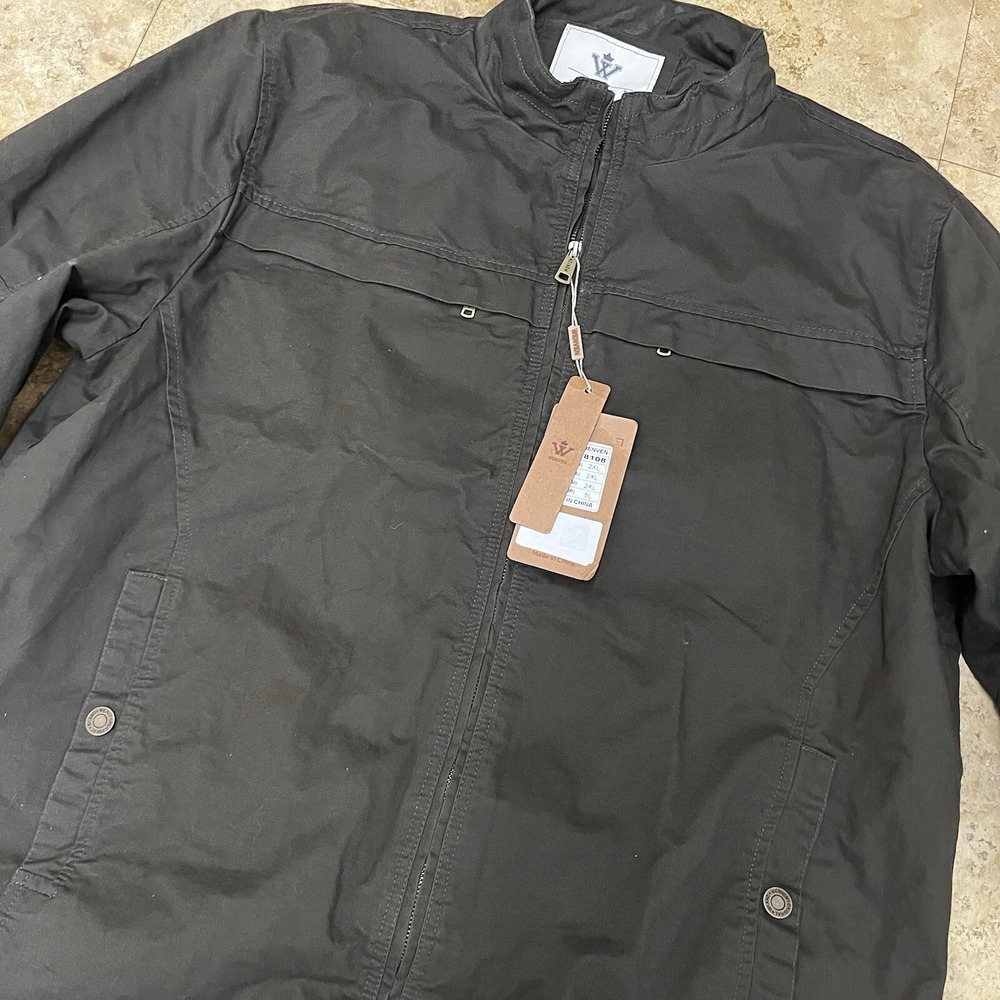 Wenven‎ Men's 2XL Green Military Style Button Jacket